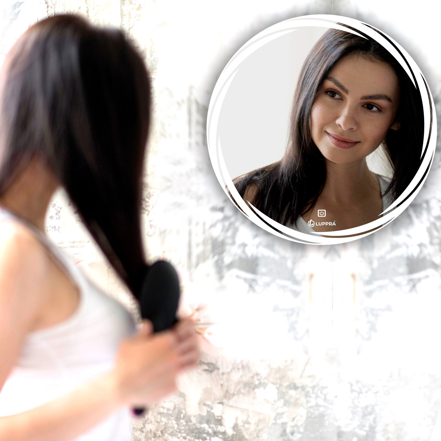 Image of LUPPRA Round 24X24 inch Wall Mounting Mirror with Light Bathroom Mirror