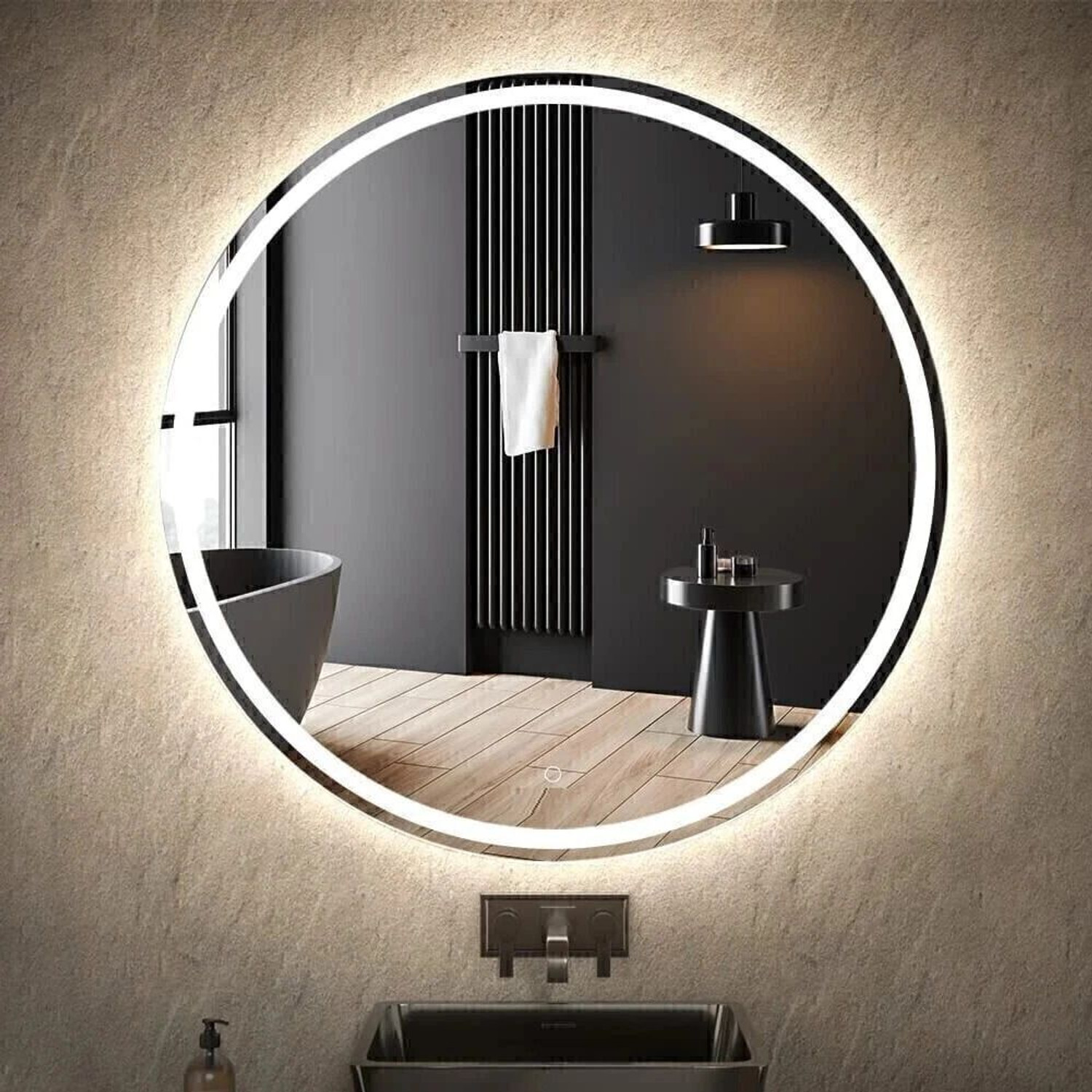 Image of LUPPRA Touch-SensorLED Wall Mirror for Bathrooms, Living Rooms, and Hallways Decorative Bathroom Mirror