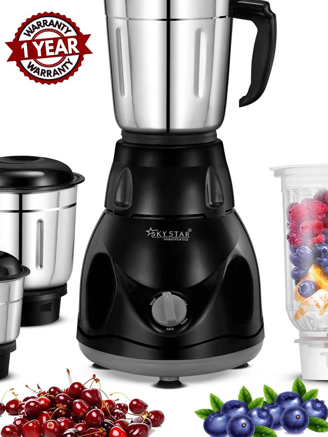 Skystar Black Diamond 750W Heavy Duty 750 Juicer Mixer Grinder (4 - Image 1