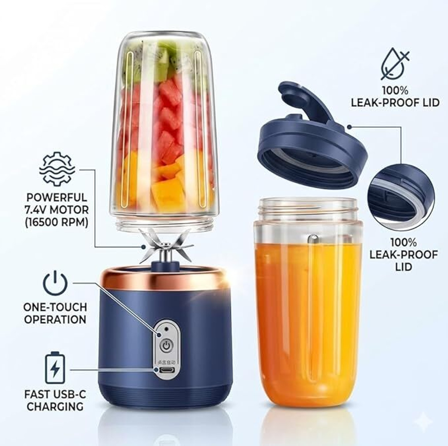Image of SWIFTBOY Portable USB Rechargeable Juicer Blender Mini Smoothie Maker Bottle 105 W Juicer Mixer Grinder