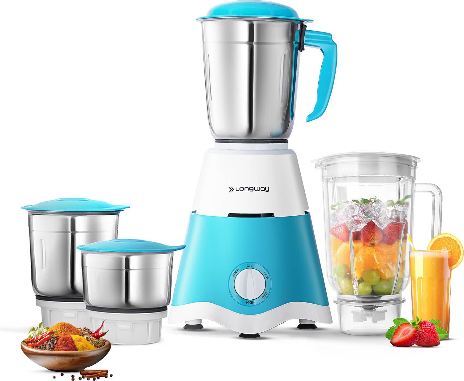 Longway Powerful Motor for Grinding, Mixing, Juicing Up to 750 W Juicer Mixer Grinder