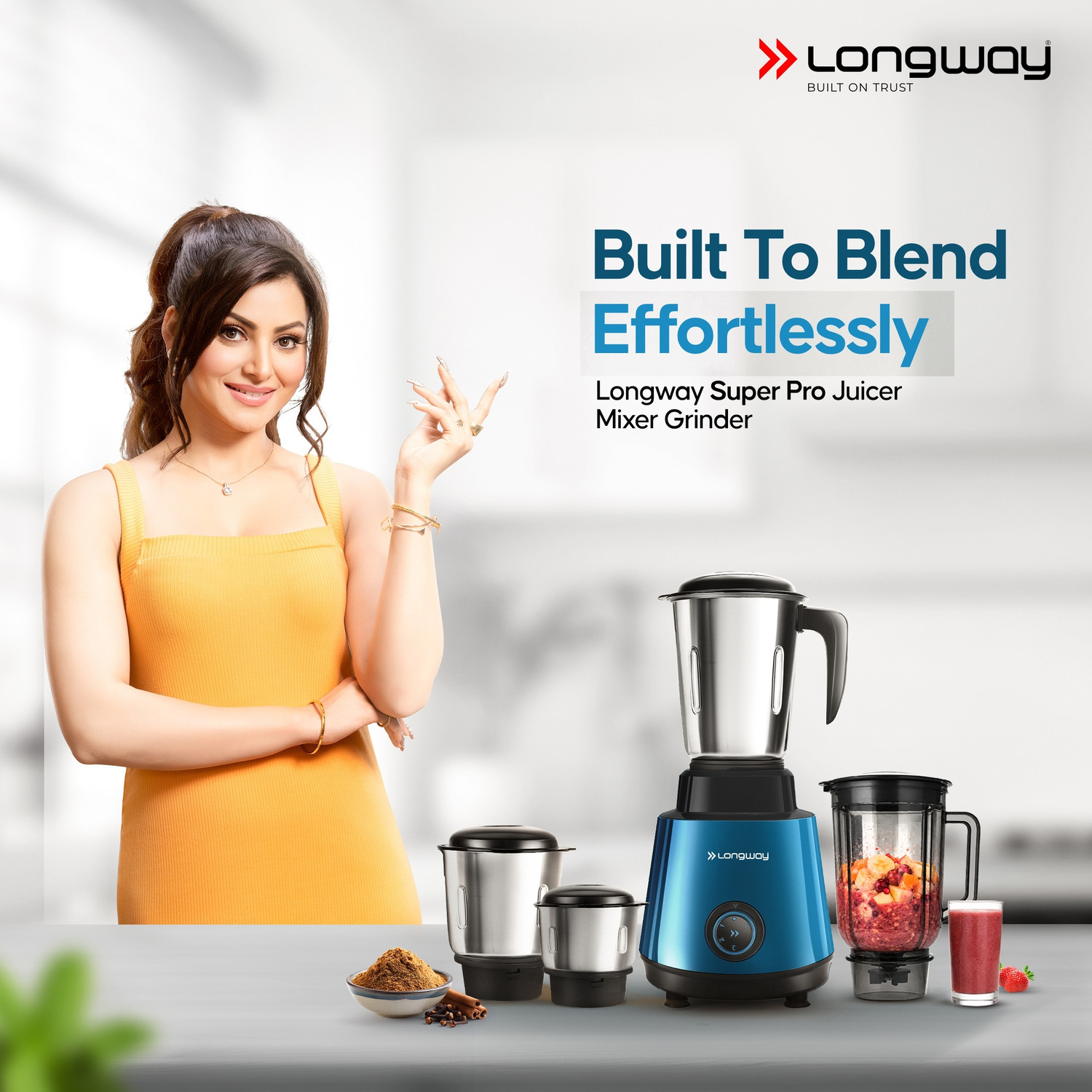 Image of Longway Powerful Motor for Grinding, Mixing, Juicing Up to 750 W Juicer Mixer Grinder