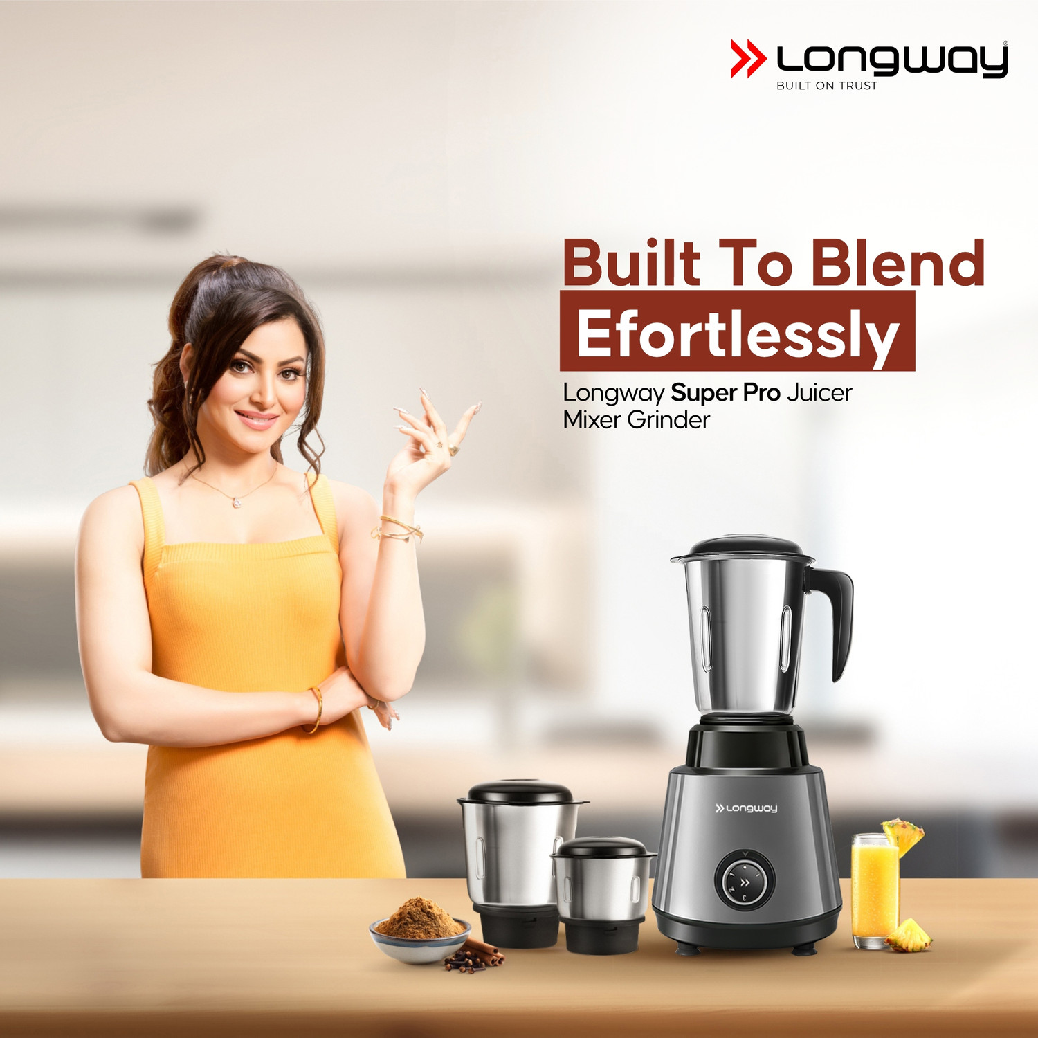 Image of Longway Roto Max with Powerful Motor & Kwid 1100 W Dry Iron Combo 500 W Juicer Mixer Grinder