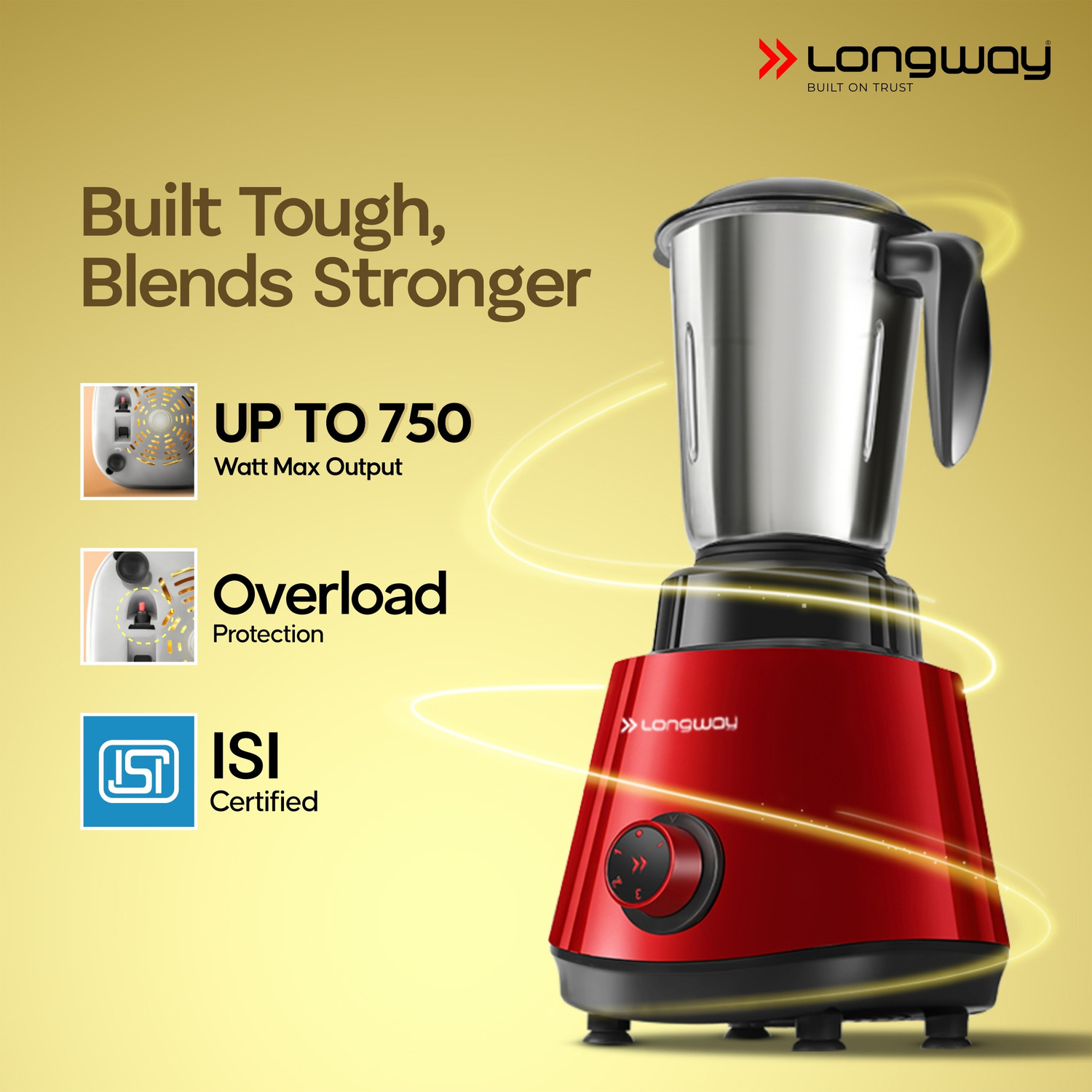 Image of Longway Powerful Motor for Grinding, Mixing, Juicing Up to 750 W Juicer Mixer Grinder