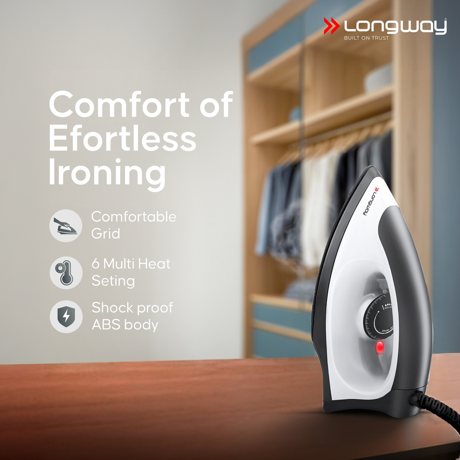 Image of Longway Roto Max with Powerful Motor & Kwid 1100 W Dry Iron Combo 500 W Juicer Mixer Grinder
