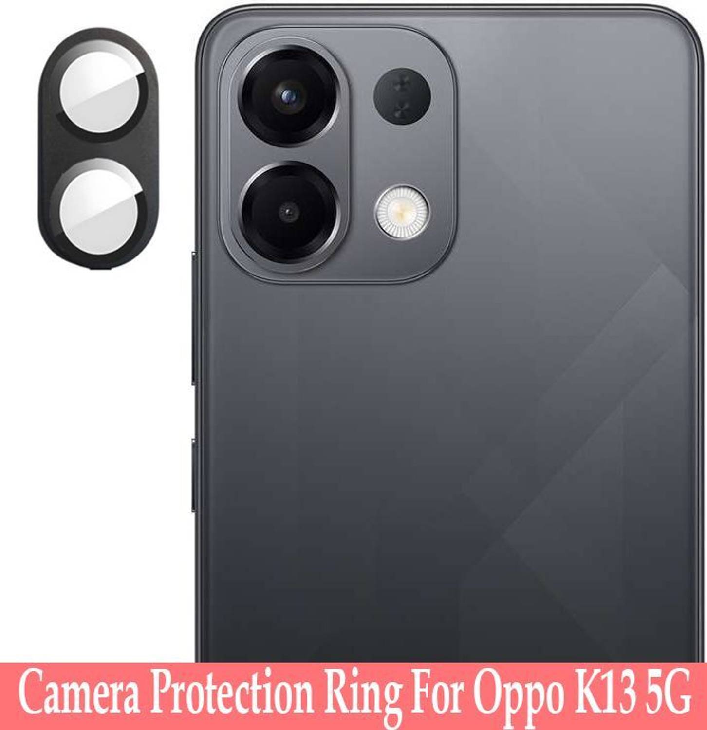 ZYXO Back Camera Lens Ring Guard Protector for Oppo K13 5G [ Black Metal Alloy Camera Ring with Glass] Set of 1