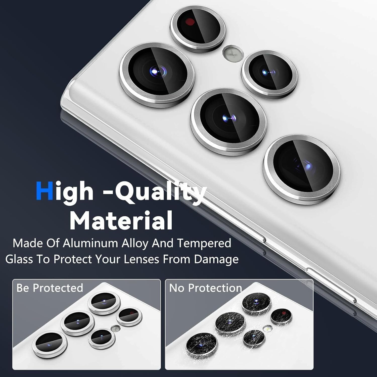 Image of Besmon Back Camera Lens Ring Guard Protector, Camera Lens Glass Protector for Samsung Galaxy S25 Ultra 5G Silver /Titanium