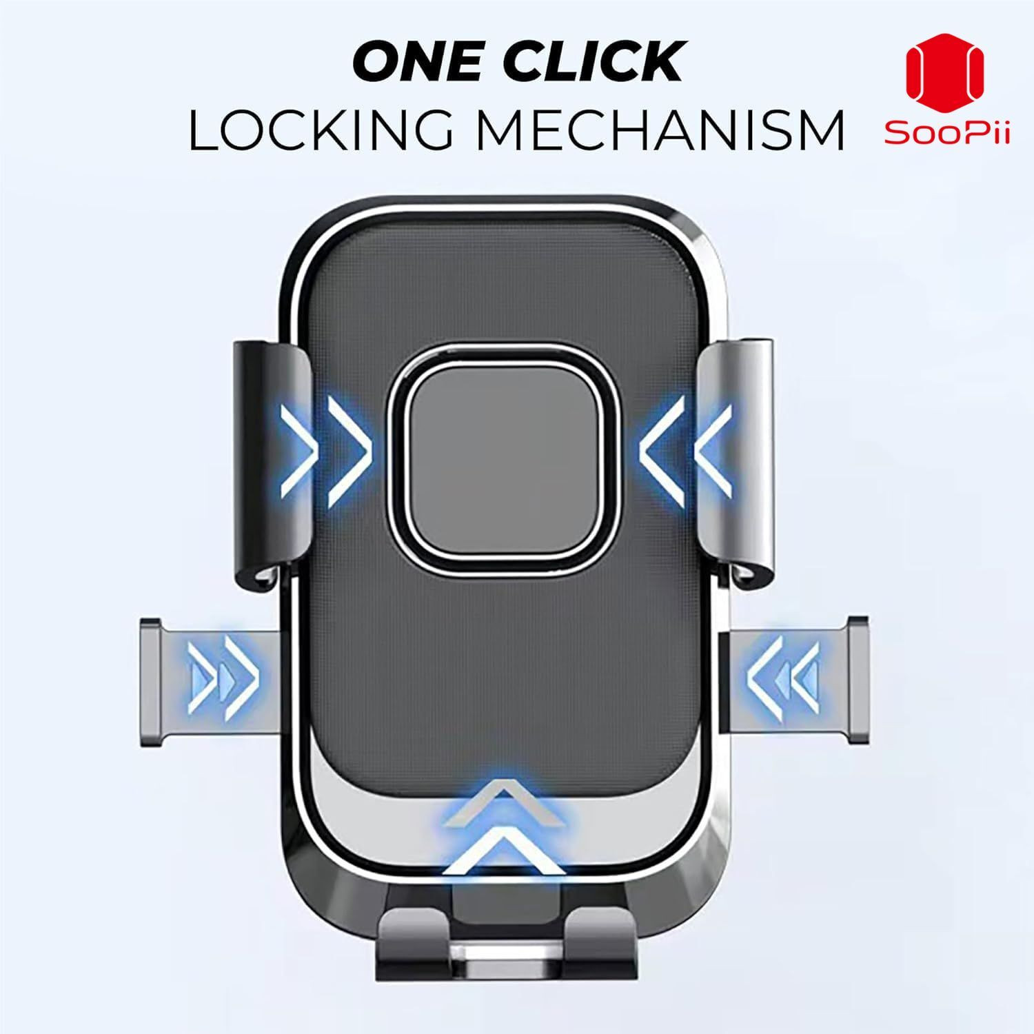 Image of Soopii One-Touch Automatically Lock And Quick Release Handlebar Cell Phone Cradle Clamp, Compatible With 4''-6.9'' Cellphone For Bike, Scooty ,Motor Cycle, Sport Bike, Bicycle Etc Mobile Holder