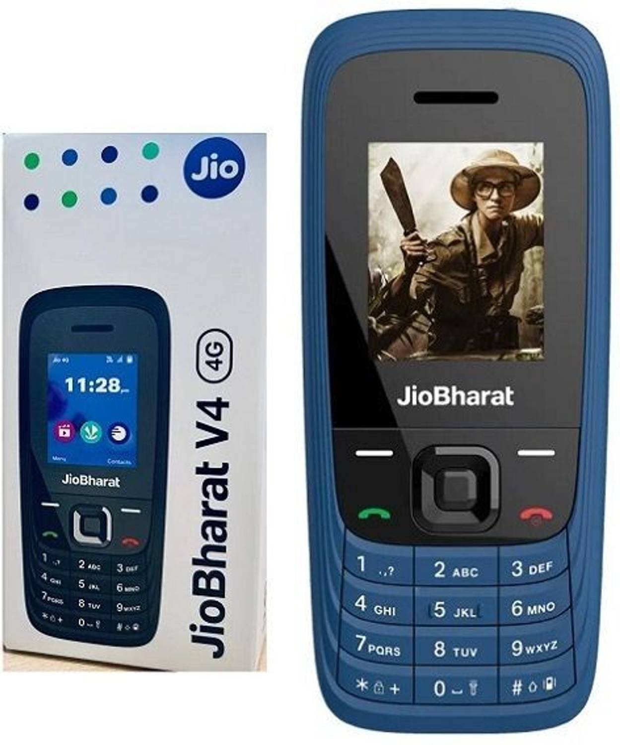 Jio Bharat V4 JBV191M2 4G UPI Phone (Blue)