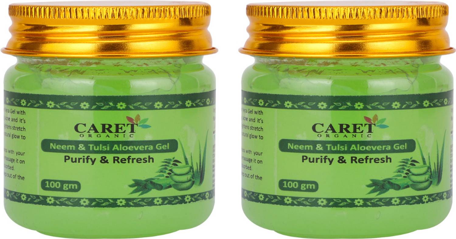 Caret Organic Neem & Tulsi Aloevera Gel For Acne/Marks Removal-Vegan & Sulphate Free