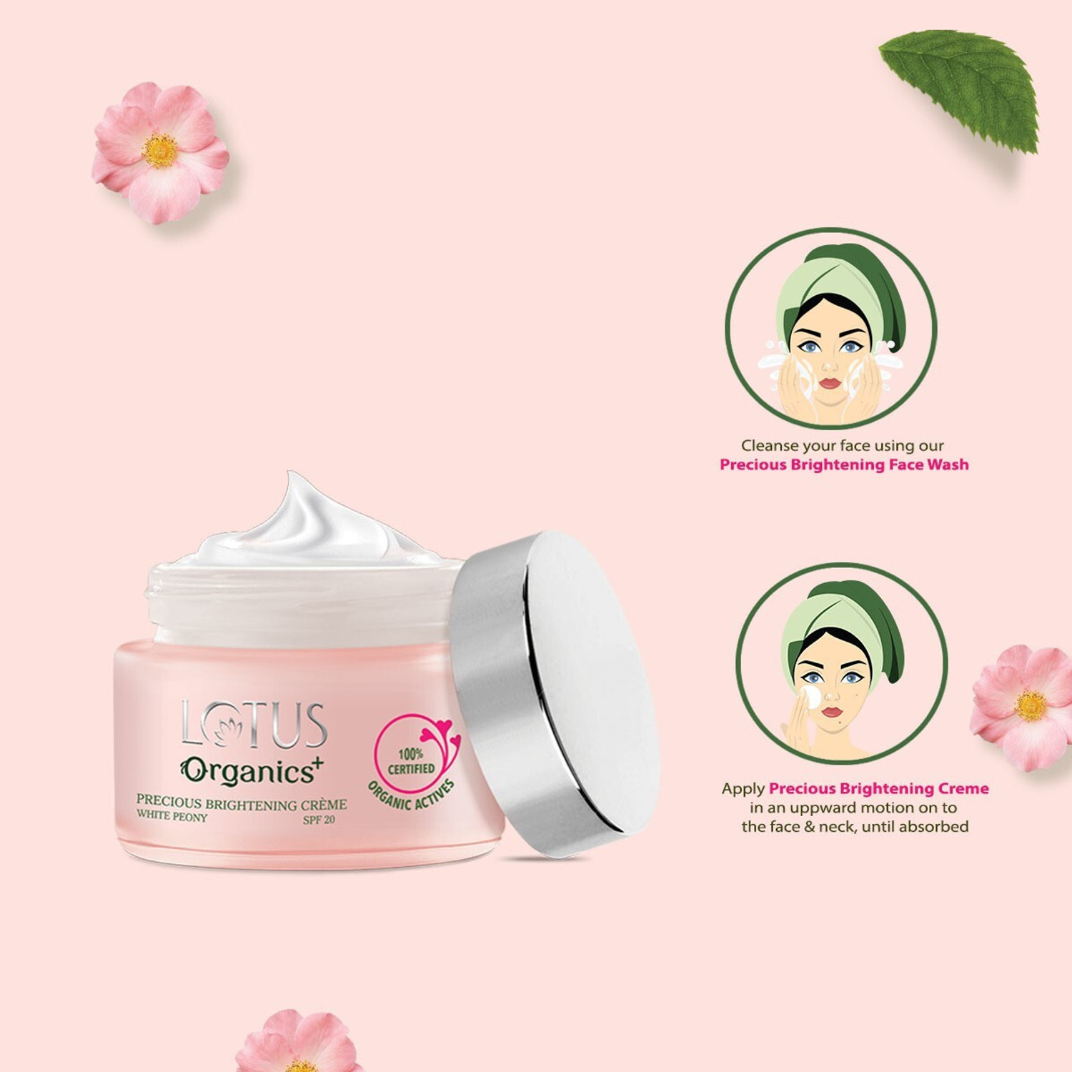 Image of Lotus Organics+ Precious Brightening Creme White Peony SPF 20 |Reduces Pigmentation & Sun Damage
