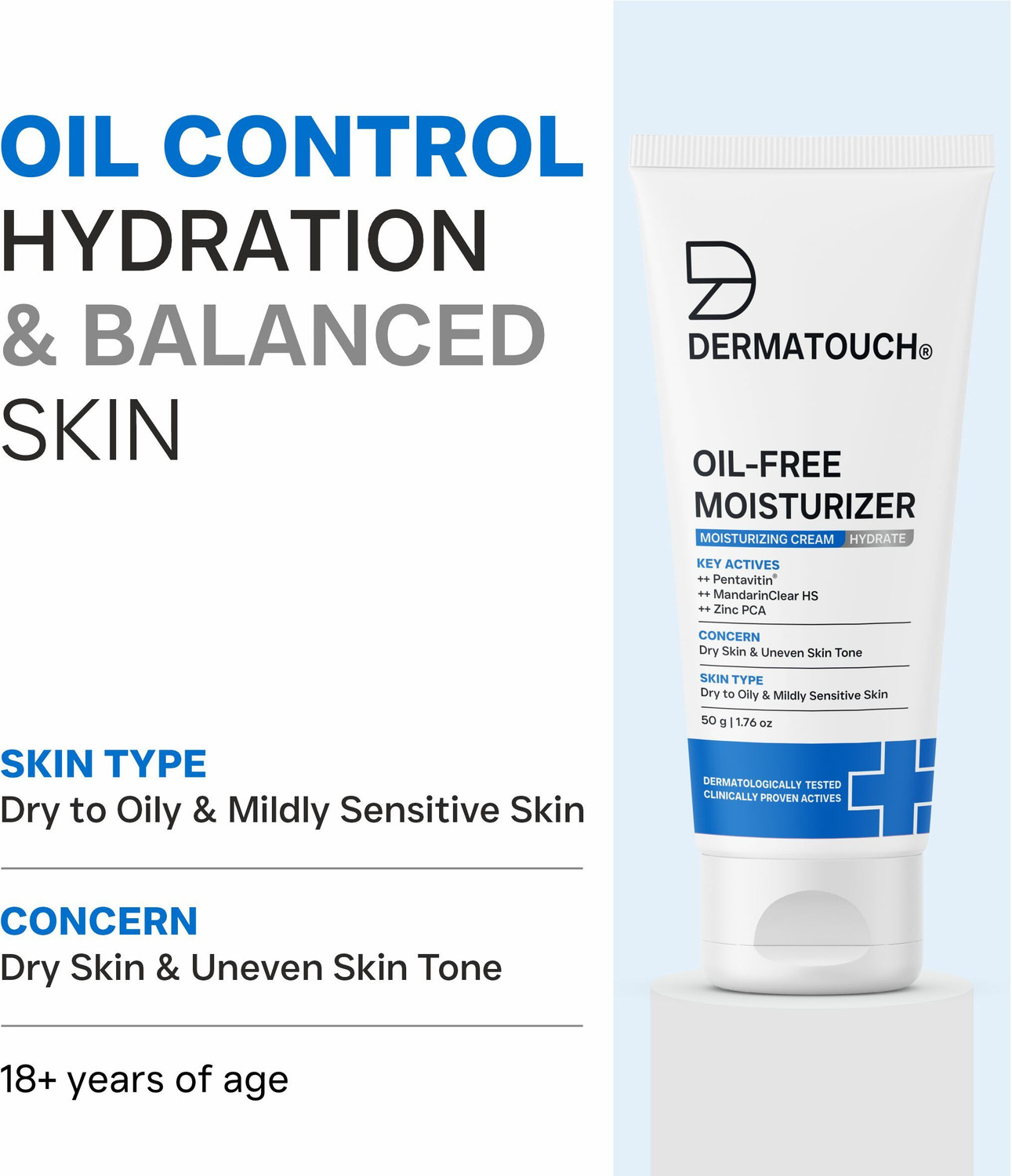 Image of Dermatouch Oil-Free Moisturiser Lightweight Hydration | Non-Greasy Daily Moisture Care |