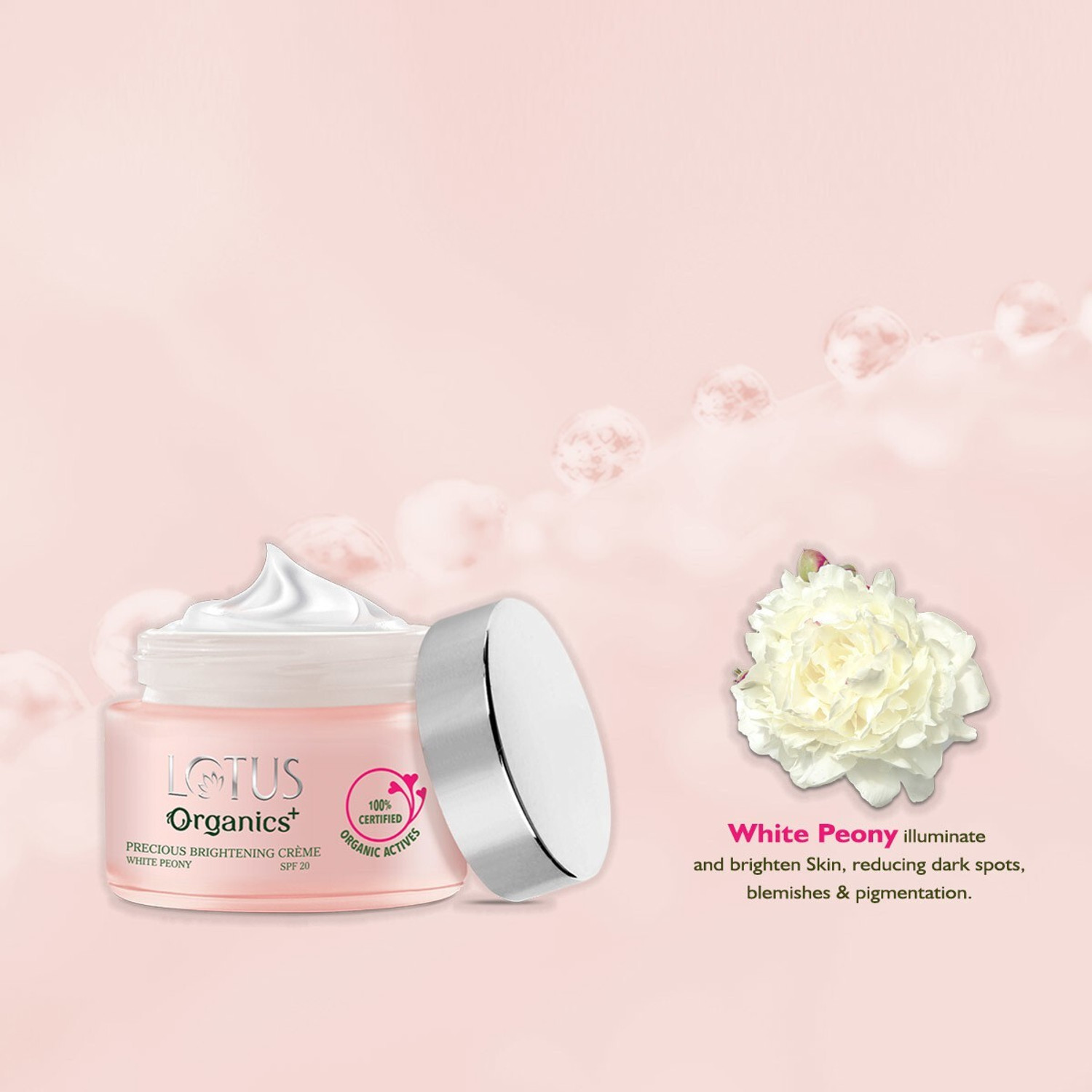 Image of Lotus Organics+ Precious Brightening Creme White Peony SPF 20 |Reduces Pigmentation & Sun Damage