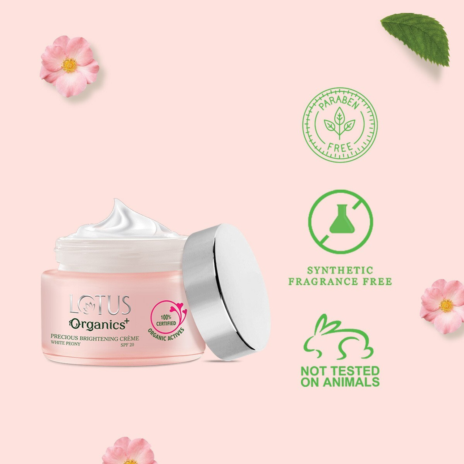 Image of Lotus Organics+ Precious Brightening Creme White Peony SPF 20 |Reduces Pigmentation & Sun Damage