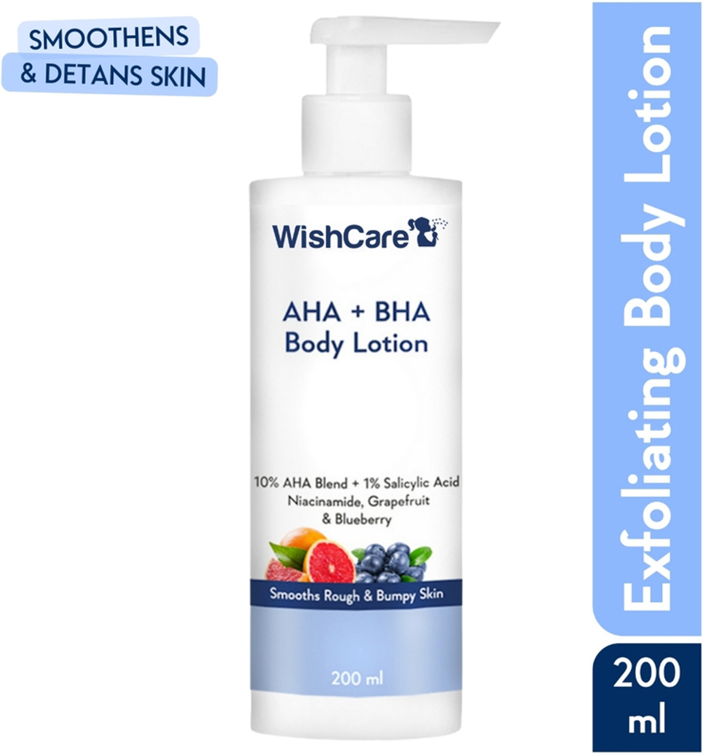 Image of WishCare 10% AHA + 1% BHA Body Lotion - Smooths Rough & Bumpy Skin - With Niacinamide