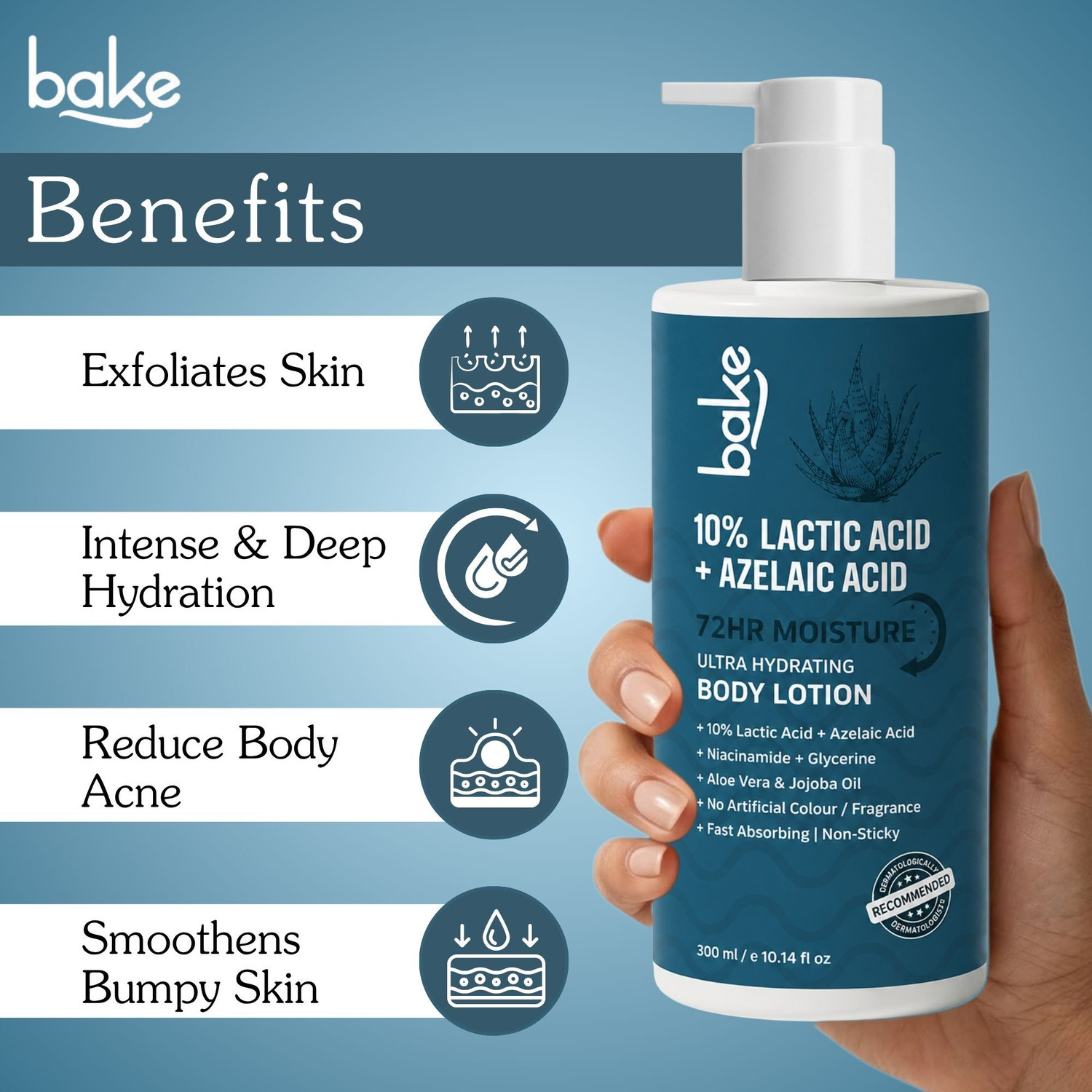 Image of BAKE 10% Lactic Acid Body Lotion For Bumpy Skin, Exfoliates Skin & Reduces Body Acne