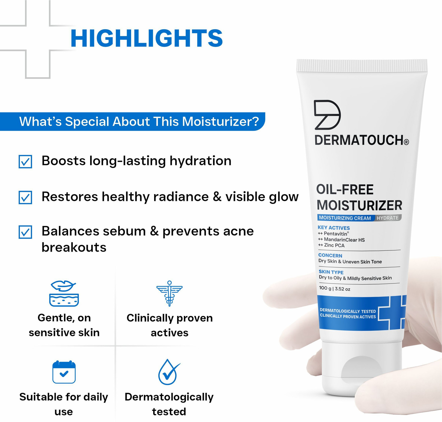 Image of Dermatouch Oil-Free Moisturiser Lightweight Hydration | Non-Greasy Daily Moisture Care |