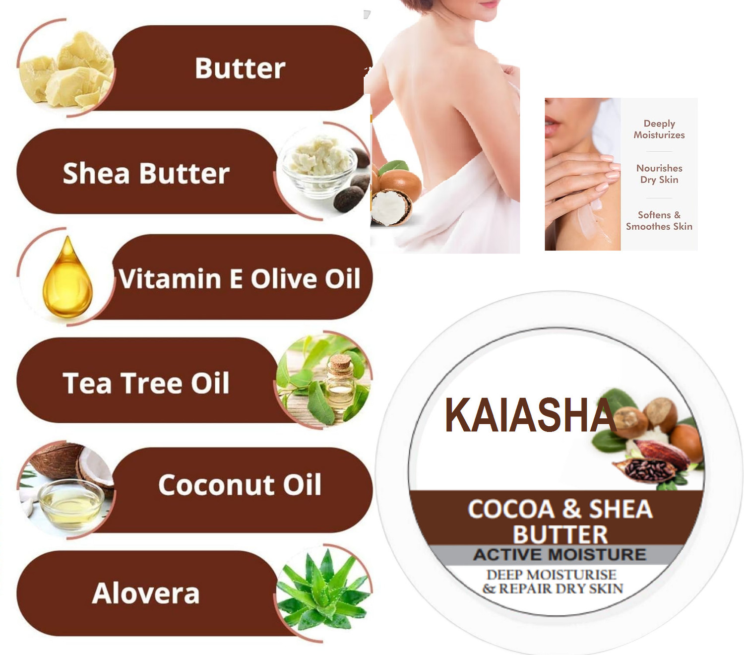 Image of KAIASHA Cocoa Butter Deep Moisture All Skin Types Moisturization & Nourishment,