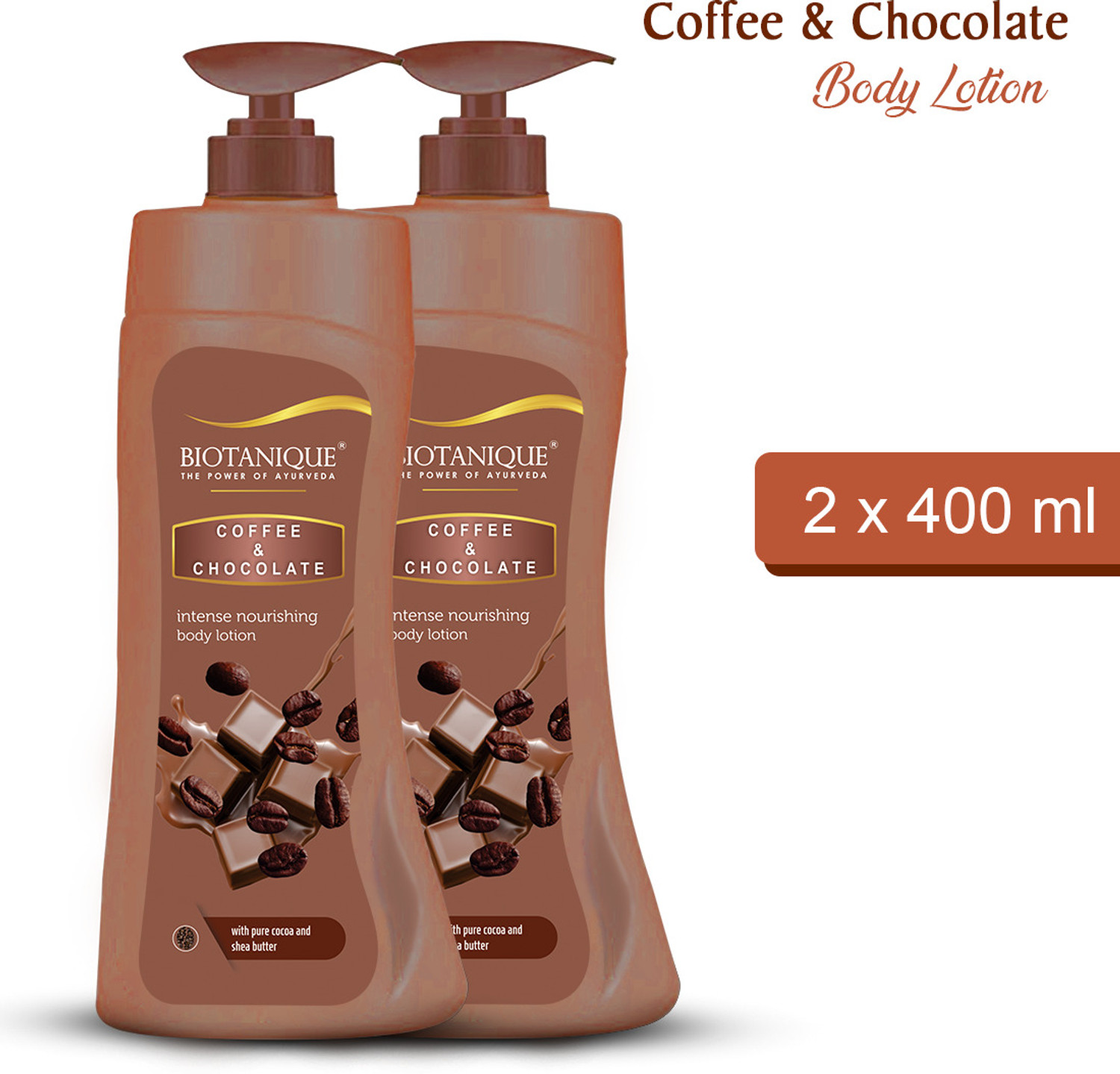 Image of BIOTANIQUE Coffee & Chocolate Moisturising Body Lotion - 2x400 ml