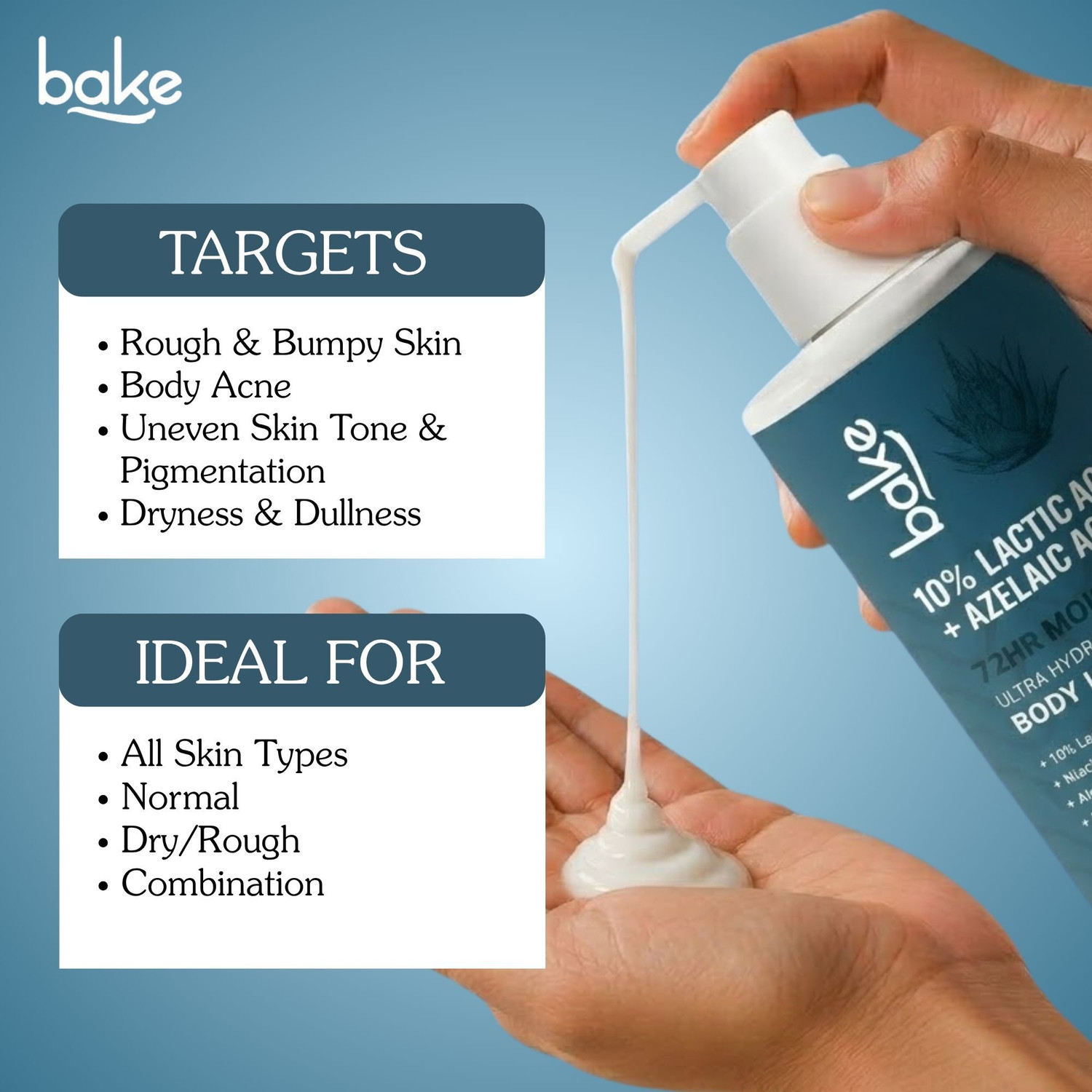 Image of BAKE 10% Lactic Acid Body Lotion For Bumpy Skin, Exfoliates Skin & Reduces Body Acne