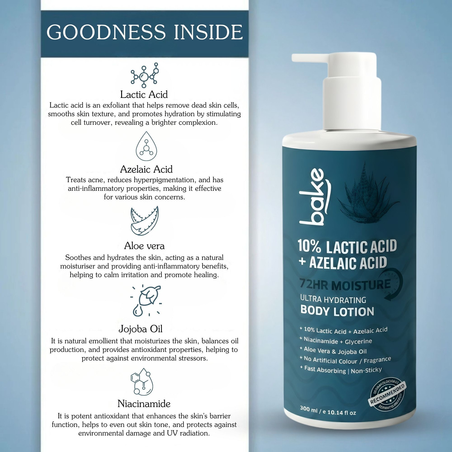 Image of BAKE 10% Lactic Acid Body Lotion For Bumpy Skin, Exfoliates Skin & Reduces Body Acne