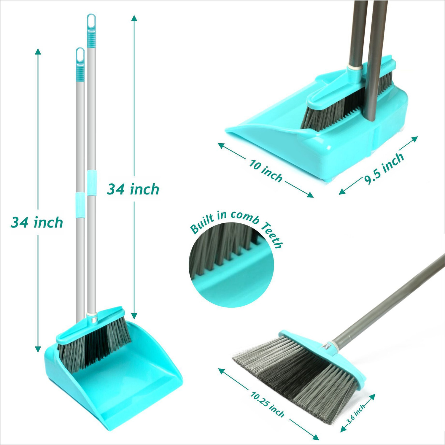 Image of UNIQUE broom with dustpan /long dustpan handle /Minihifi Bathroom wiper for home cleaning Floor Wiper