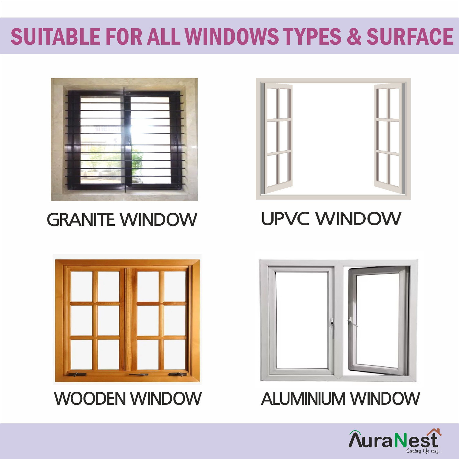 Image of Auranest Window Mosquito Net Pre Stiched with Adhesive Hook & Loop Tape Fibre Washable Adults Mosquito Net