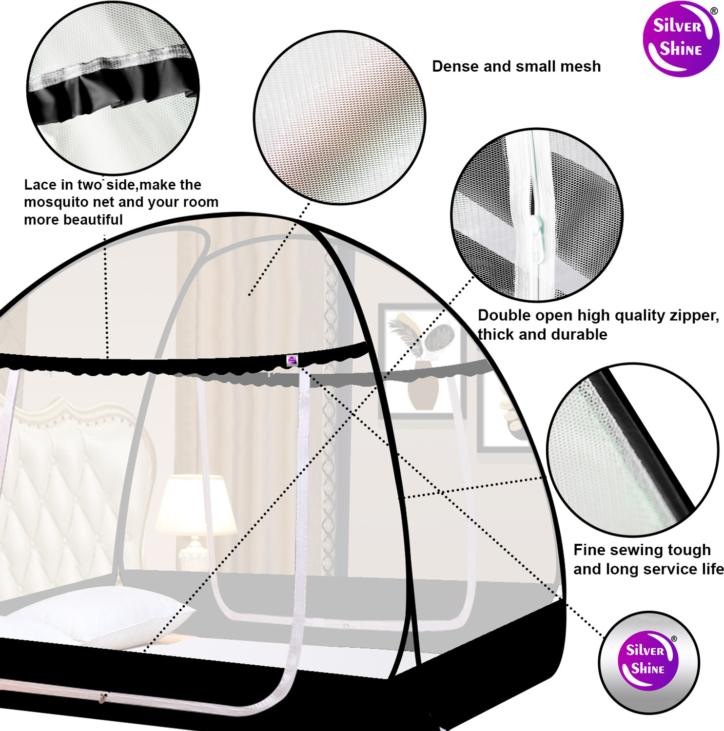 Image of ShreejiHuf Foldable Polyester Adults DOUBLE BED Tent Washable Mosquito Net Polyester Washable Adults Mosquito Net