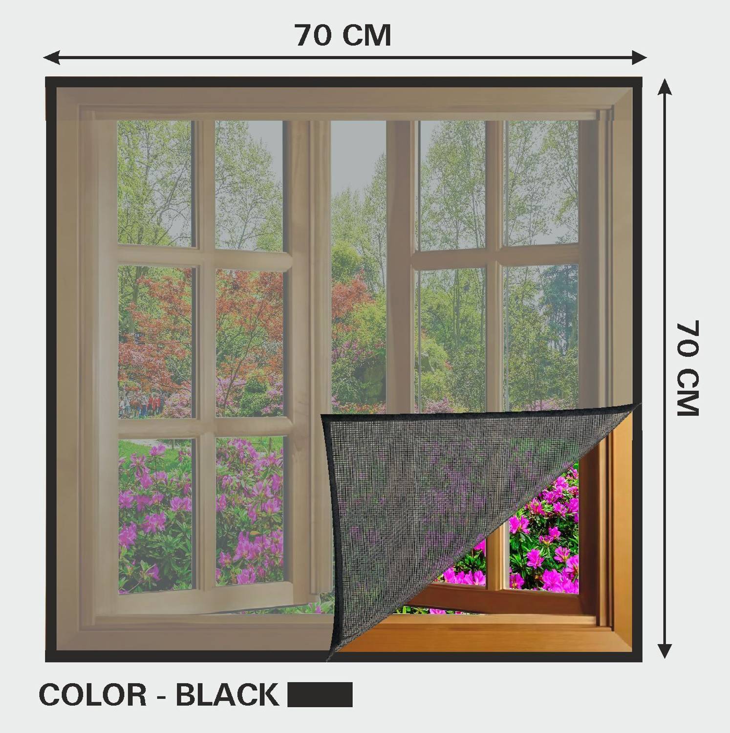 Auranest Window Mosquito Net Pre Stiched with Adhesive Hook & Loop Tape Fibre Washable Adults Mosquito Net