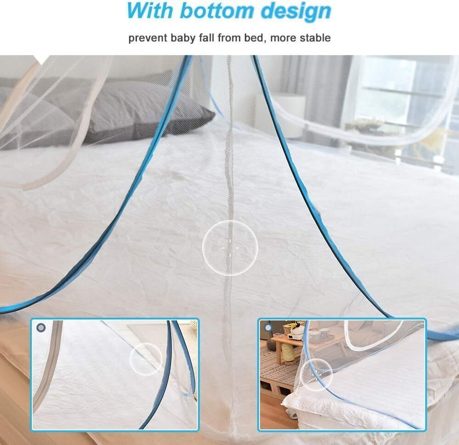 Image of AmberTex Foldable King Size Bed, Double Bed(Suitable for 6ftX6ft to 6.9ft x 6.9ft) HDPE - High Density Poly Ethylene Adults Mosquito Net
