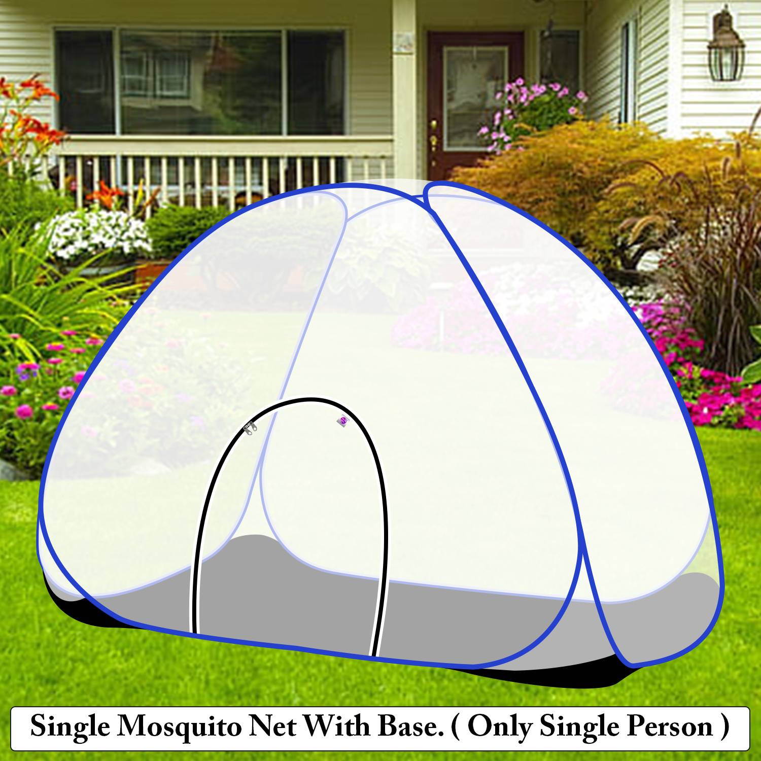 BERGO JEWEL Polyester Foldable Single Bed Multi Color Washable Mosquito net WITH BASE Polyester Washable Adults Mosquito Net
