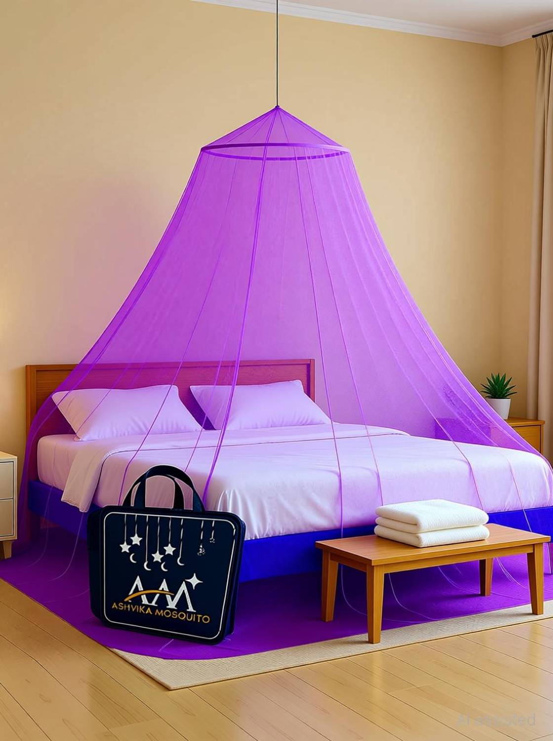 Ashvika mosquitoNet Double Bed and king size bed Polyester Washable Adults Mosquito Net