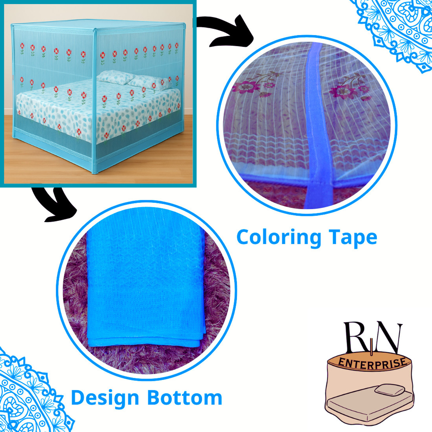 Image of RN ENTERPRISE Queen Size Bed Box (6x7 Ft) Cotton Washable Adults Mosquito Net