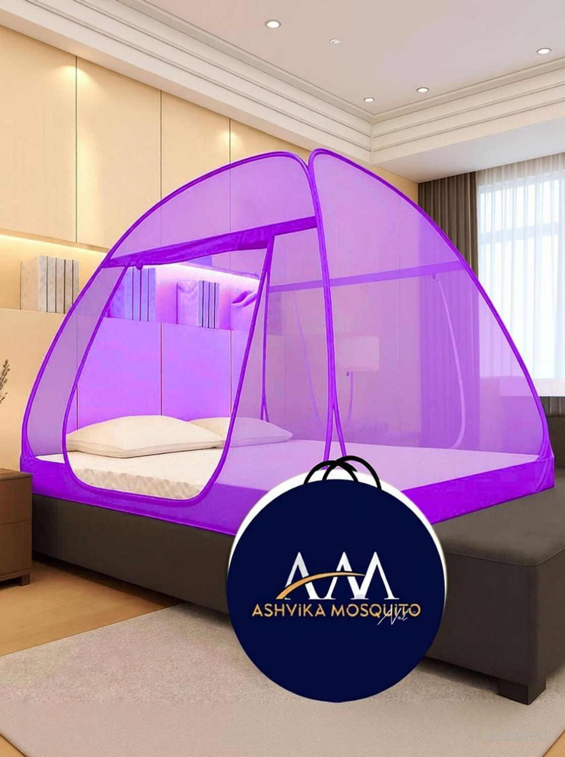 Image of Ashvika mosquitoNet Double and King size bed 6x6 6.5x6.5 7x7 ft Polyester Washable Adults Mosquito Net