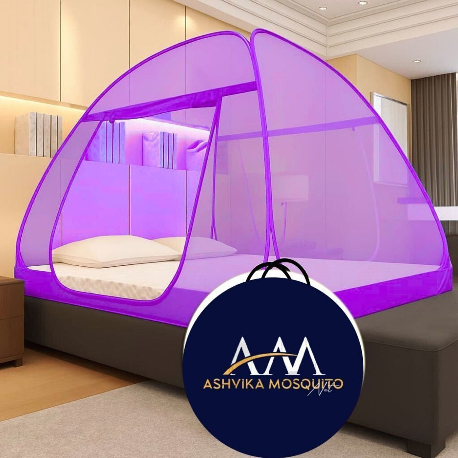 Image of Ashvika mosquitoNet Double and King size bed 6x6 6.5x6.5 7x7 ft Polyester Washable Adults Mosquito Net