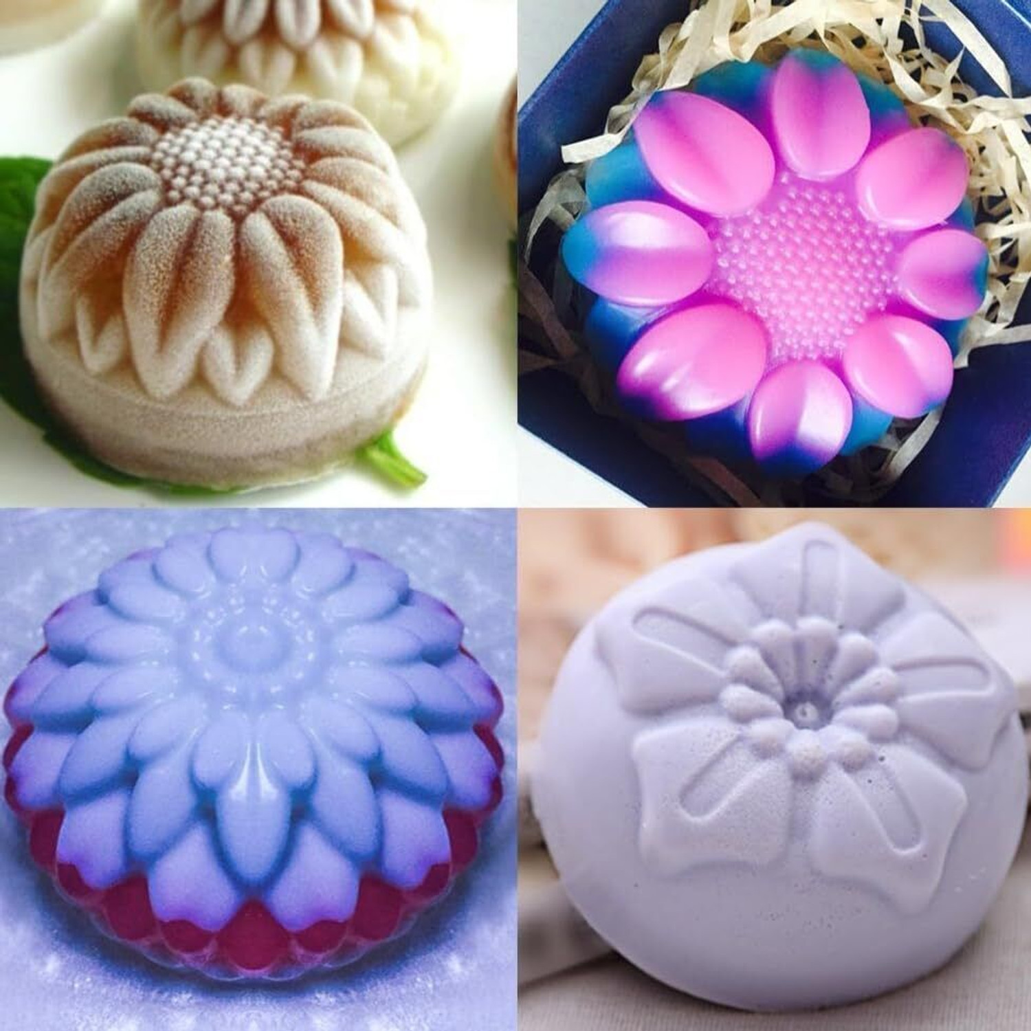 Image of RHHG E COM Silicone Flower Shaped Ice Cube,Cake, Soap MouldTray Kitchen Tool Set