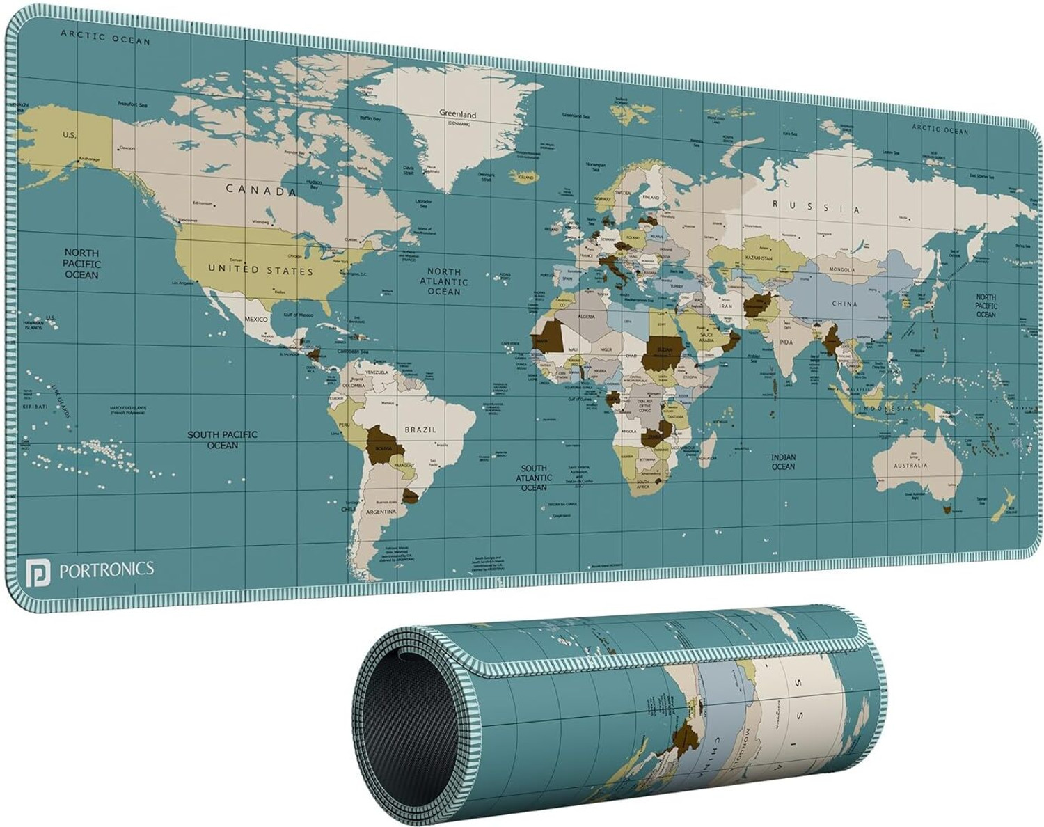 Image of Portronics Comfipad Atlas, Rollable World Map Desk Mat, 80x30cm Extended Mouse Pad Non Slip Base Mousepad