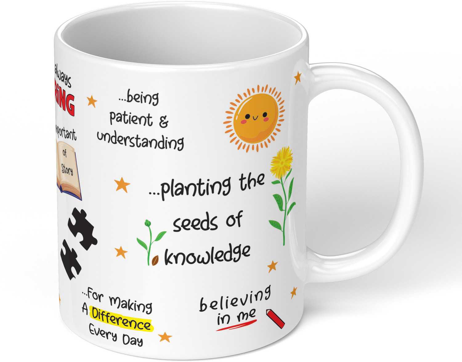 Image of Akipi Thank You Teacher, Best Teacher Gift, Helping Me to Grow Ceramic Coffee Mug