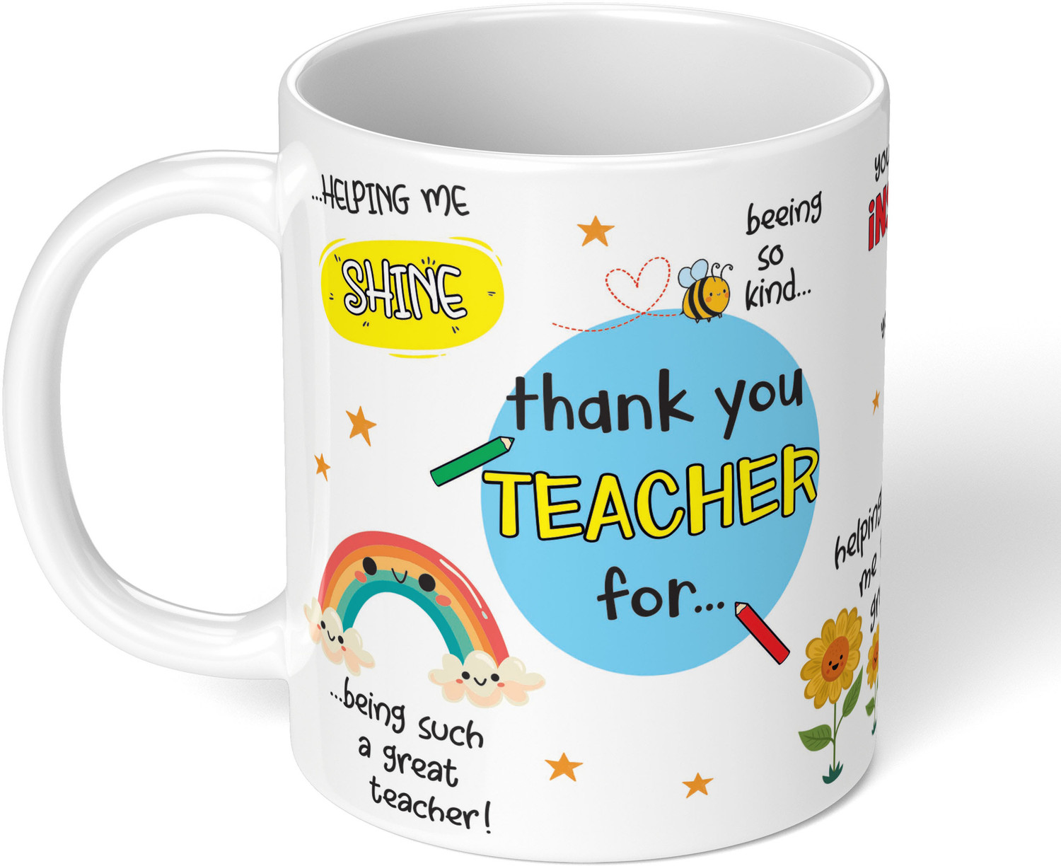 Image of Akipi Thank You Teacher, Best Teacher Gift, Helping Me to Grow Ceramic Coffee Mug