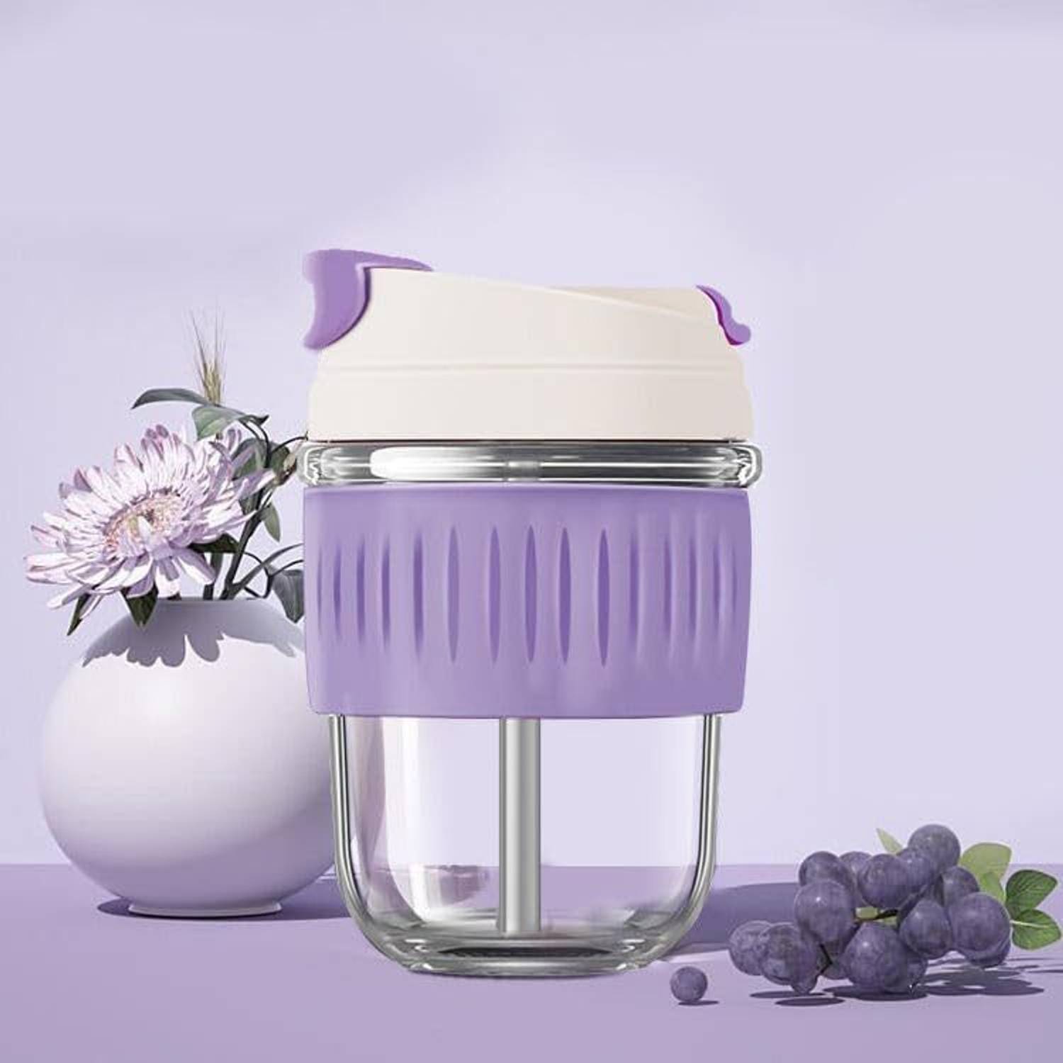 Coozico 350ml Leakproof Tumbler Travel Glass Mason Jar