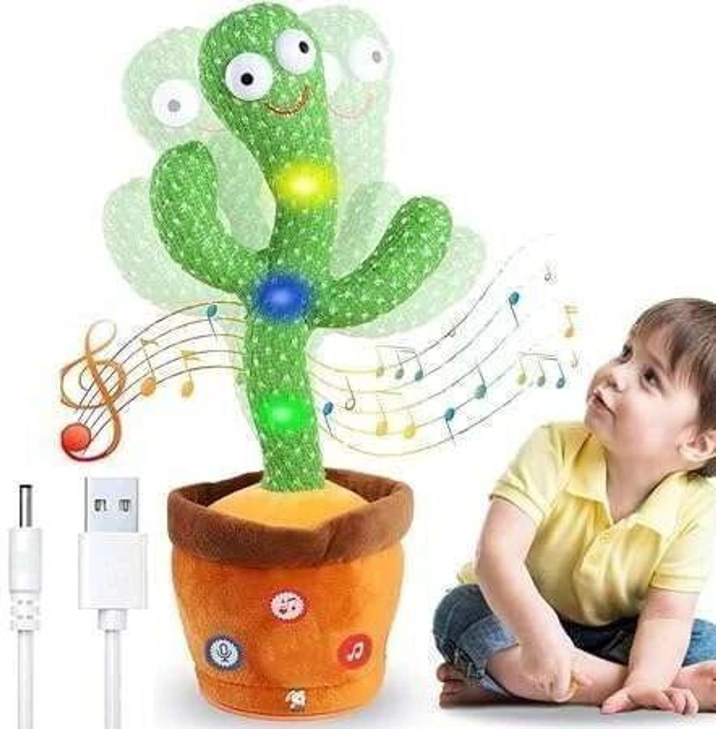 Image of TAPUJI Dancing & Singing Cactus with Lighting, Voice Recording & Repeat Words Kids Toy