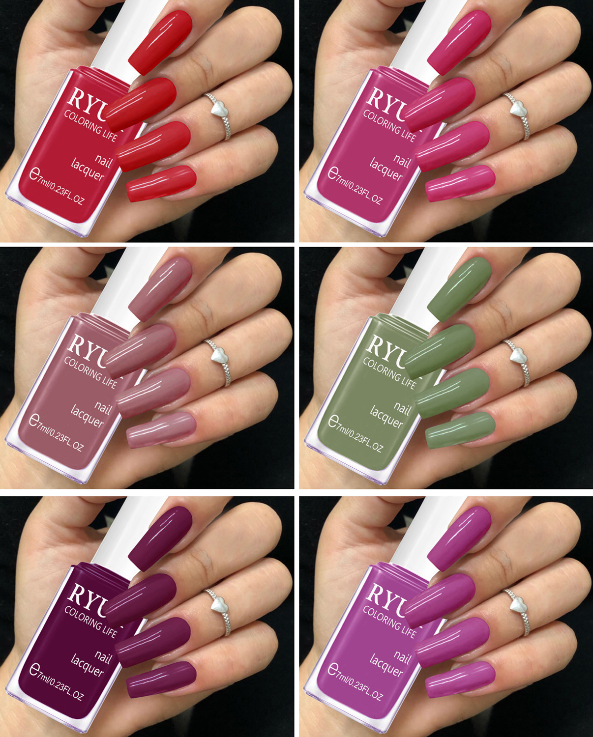 Image of RYUK Dazzling Nail Polish Set: 6-Piece Collection for Eleganc Multicolor