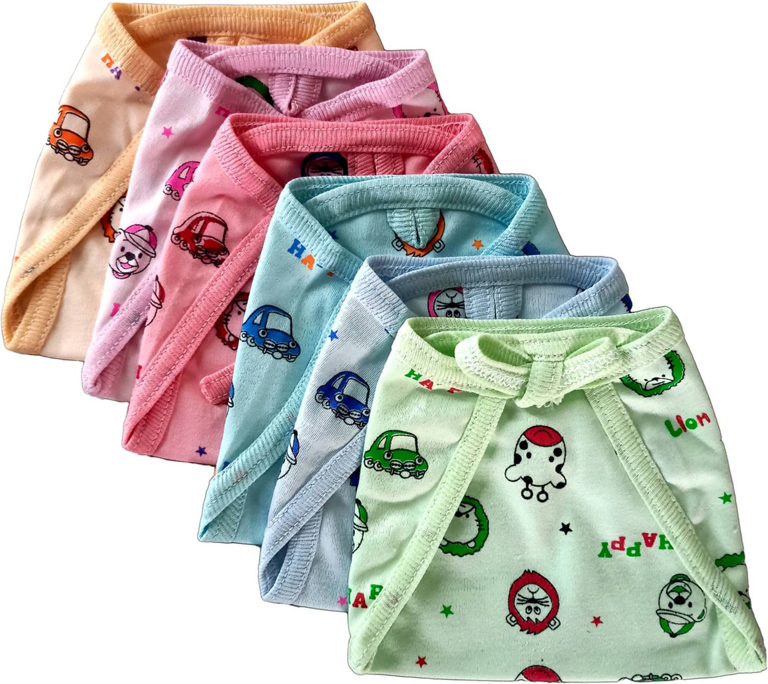 Aldeco Pack of 6 - Baby Hosiery Cotton Langot or Nappy / Reusable & Washable Soft U-Shaped Printed Cloth Langot or Diaper for kids (0-3years) (Set of 6)