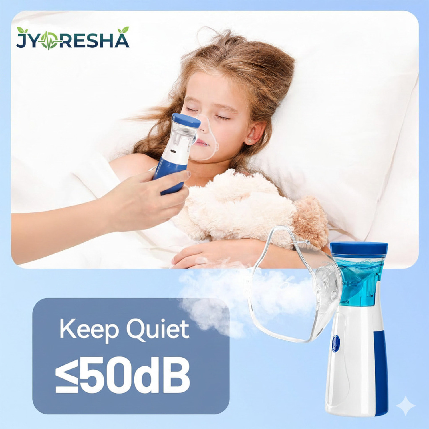 Image of JYORESHA Portable Mesh Nebulizer for Kids & Adults Compact, Quiet & Fast Nebulizer