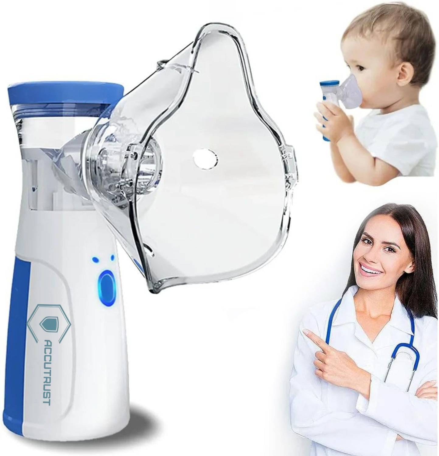 Accutrust Portable Mesh Nebulizer Machine for Adults & Kids | Steam Inhaler Nebulizer