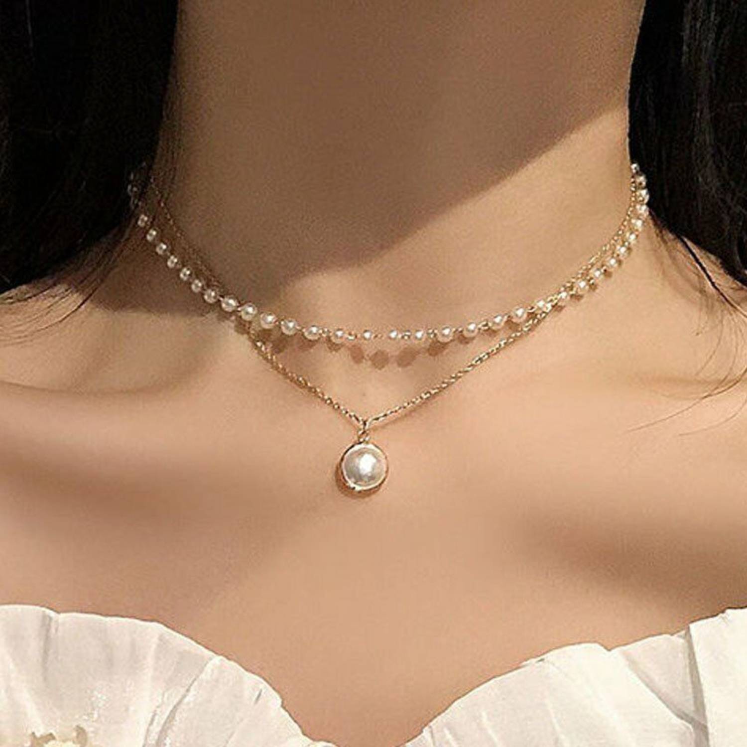 ARyee Pendant Necklace Double Layer Chain Pendant for Women Necklaces_ASA51 Gold-plated Plated Alloy Necklace