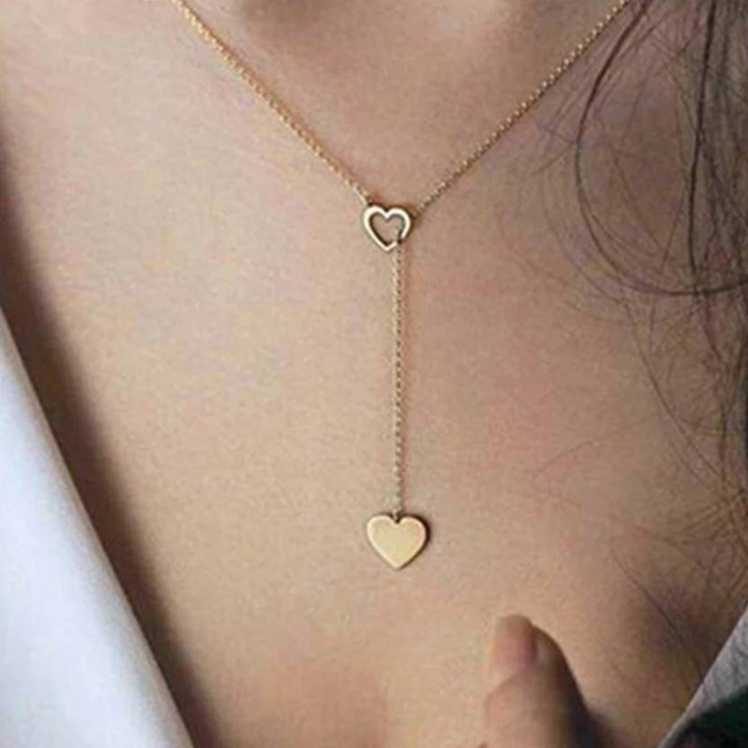 ARyee Stunning Gold Plated Drop Heart Pendant Necklace For Women and Girls_DMW227 Gold-plated Plated Alloy Necklace