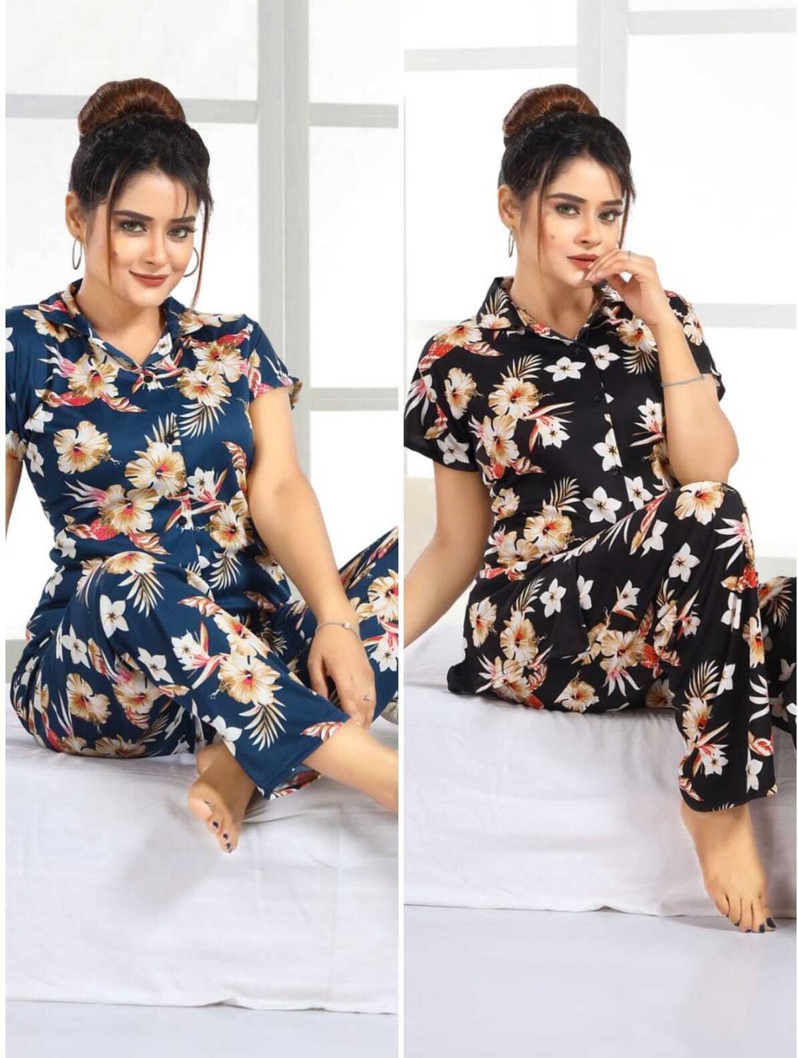 capasino Women Printed Multicolor Shirt & Pyjama set