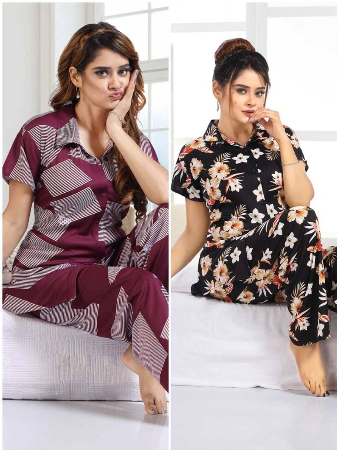capasino Women Printed Multicolor Shirt & Pyjama set