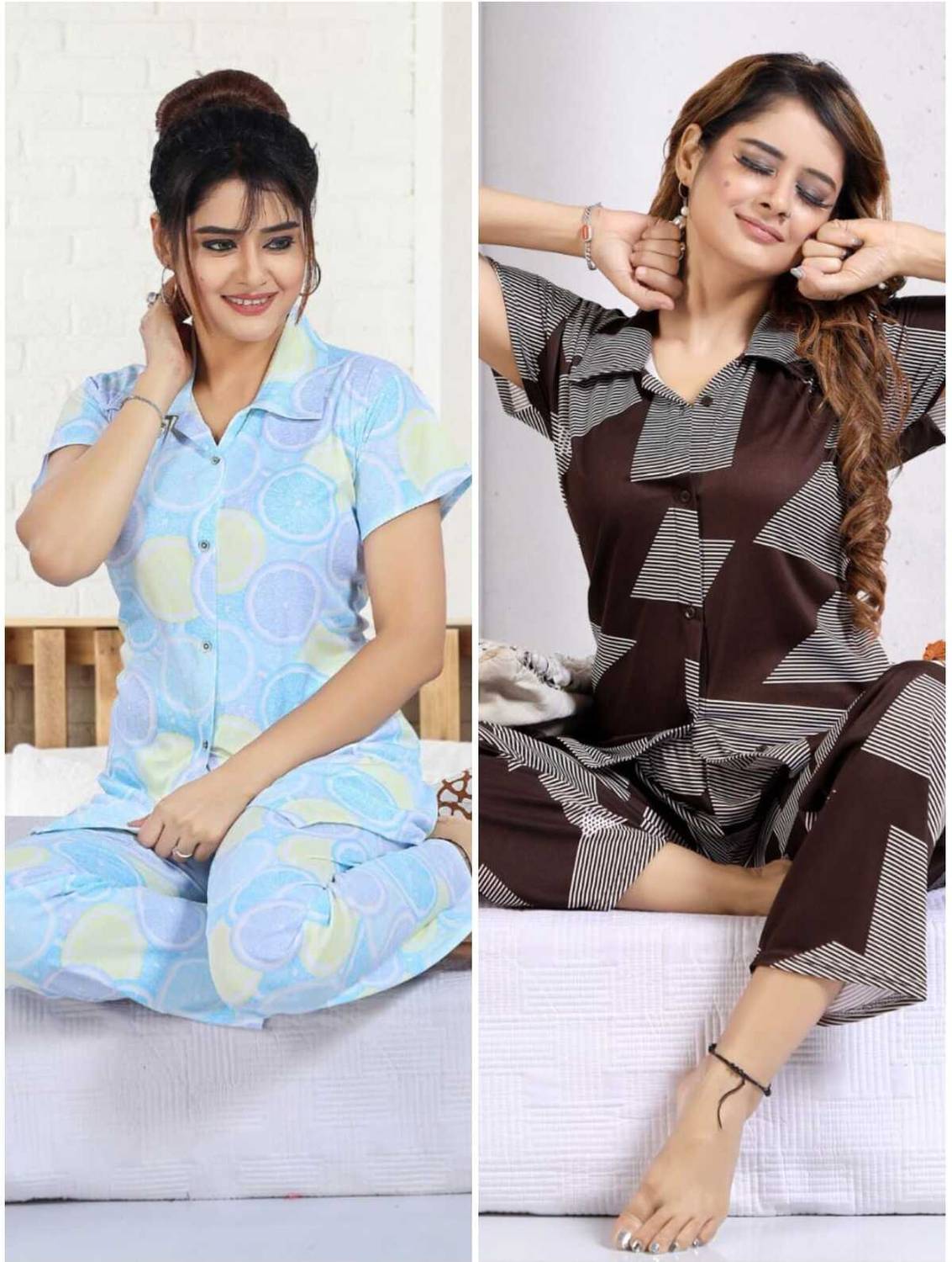capasino Women Printed Multicolor Shirt & Pyjama set